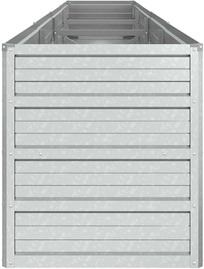 Galvanized Steel Raised Garden Bed Large Silver Metal Outdoor Planter Box 126x16x18 Inch Durable Kit for Vegetables Flowers Herbs Patio Backyard