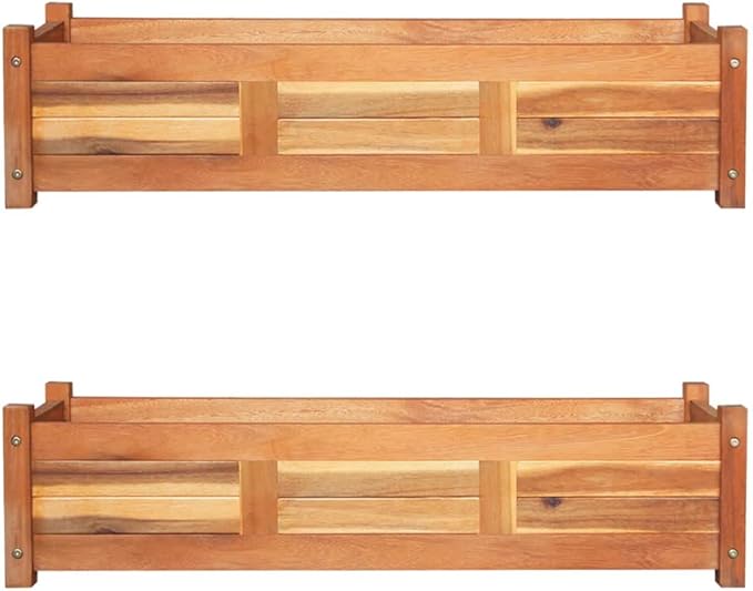 Garden Raised Beds 2 pcs Acacia Wood 39.4x11.8x9.8 bWeight-32 lbs