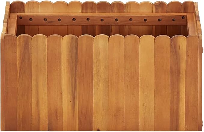 Solid Acacia Wood Raised Garden Planter Box 19.7 x 19.7 x 9.8 in Compact Rustic Flower Bed for Patio Balcony &amp Outdoor Herbs