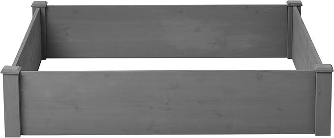 Raised Garden Bed 48x48x10'' Outdoor Wood Planter Box Over Floor Tool-Free Assembly