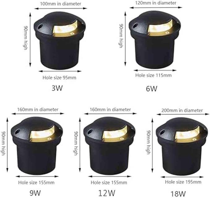 Underground Light LED Beam Spotlight In Ground Lights Sides Illuminated Outdoor Underground Light IP65 Waterproof Buried Lights for Trees Walkway Landscape Lighting(Yellow6W-24V)