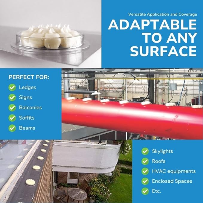 Bird Barrier Optical Gel 24 Pack | Natural Multisensory Bird Deterrent | Easy Installation | Discreet Appearance | Long-Lasting Solution | Repels Birds on Roofs Beams Signs Soffits Ledges and More