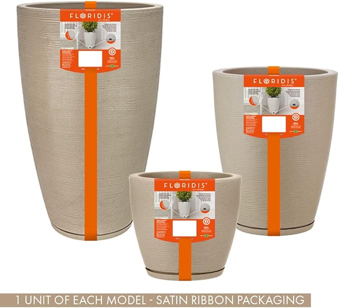 Floridis Planter Set of 3 Outdoor/Indoor Plastic Resin (Beige)