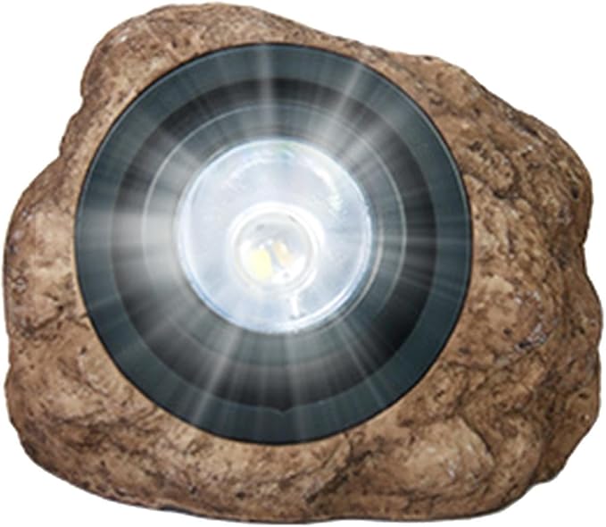 Solar Garden Rock Lights Outdoor LED Waterproof Spotlight Outside Led Garden Spot Lights Decorative Stone Light for Yard Patio Walkway Pathway(Brown)