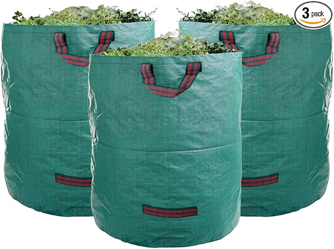 CAMPFIRE 3 Pack 72gallon Garden Waste Bags (H30 D26 Inches) With Handles Heavy Duty Leaf Bags Reusable Lawn Garden Bags And Yard Waste Bags Suitable For Leaf Collectors