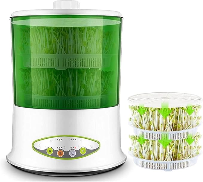 Bean Sprouts Machine Seed Sprouter Intelligent Bean Sprouts Maker Household Seed Grow Cereal Tool Seed Sprouter Kit with 360-Degree Sprinkler for Seed Grow (Size:C)
