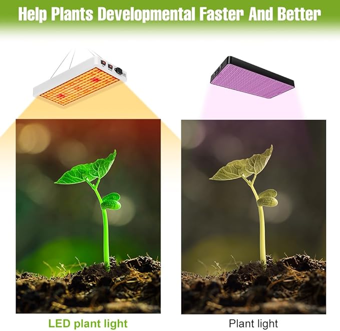 500W LED Full Spectrum Plant Lights AC110V UV IR Indoor Grow Fill Lamp Sunlike Veg/Bloom Modes Seeds Cultivation Lighting Red Blue Potted Flower Succulent Greenhouse Tent Hydroponic with Hook US Plug
