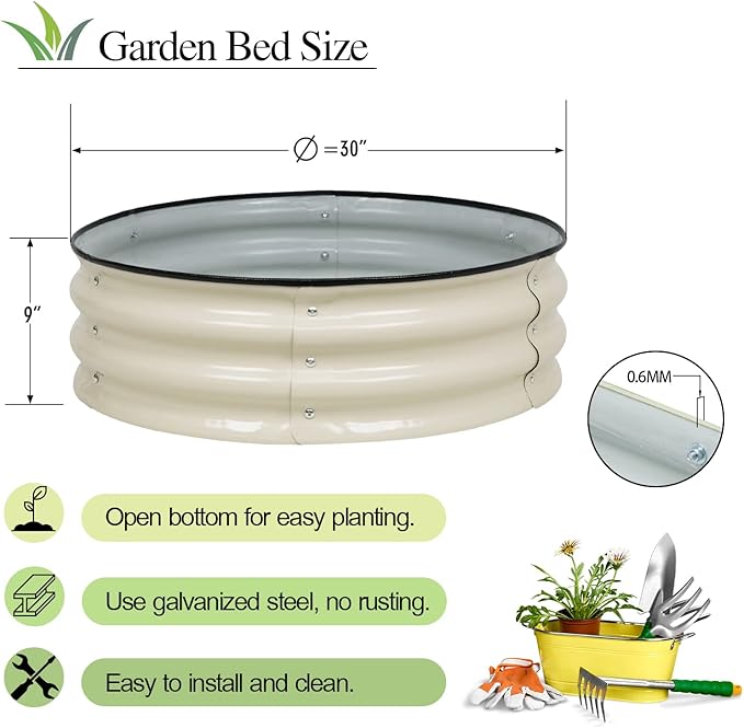 BPS Metal Raised Garden Bed 2-Pack 2.5FT Diameter Galvanized Planter Raised Garden Boxes for Flower Planters Vegetables Herb