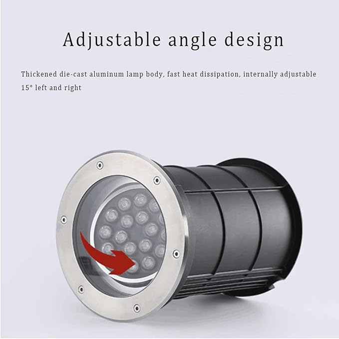 Adjustable Angle Underground Light LED Ground Light IP65 Waterproof AC85-110V Buried Lights for Outdoor Driveway Deck Step Garden Landscape Light