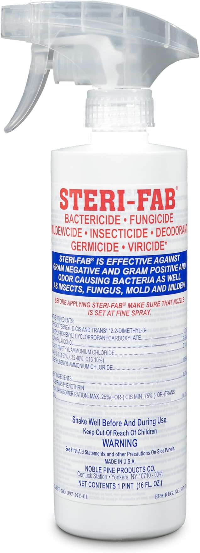 Steri-fab All-in-One Disinfectant Spray – Kills Bed Bugs Fleas Mites Roaches Viruses Fungi &amp Odors – Quick-Drying Non-Residual 16 Ounce Sprayer Bottle