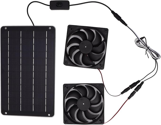 VINGVO Solar Fan Solar Heater For Chicken Coop 20W Greenhouse Heater Solar Powered Solar Powered Exhaust Fan For Outside Chicken Coops Greenhouses Sheds