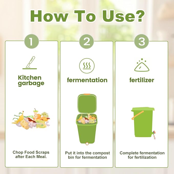 Compost Bin Outdoor 21 L Garden Composting Bin Bags Breathable Screen Window Reusable Garden Yard Waste Bags Speed Up Composting &amp Reduce Odors Indoor Small Kitchen Compost Bin with Lid Green