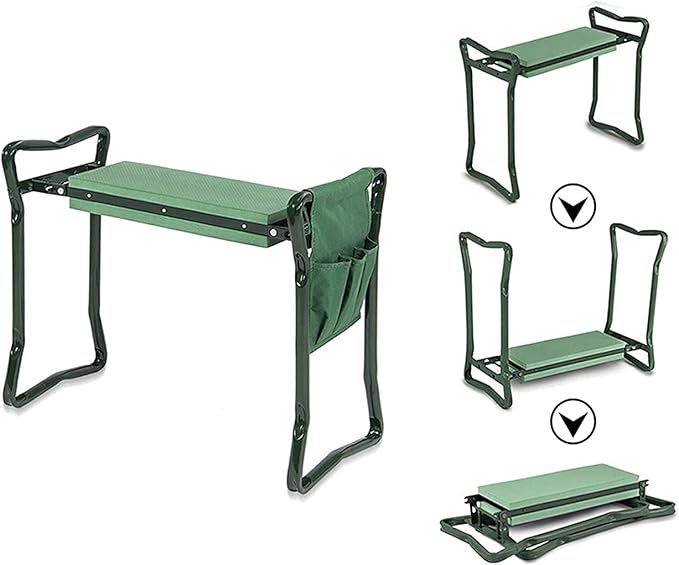 KANDUO Folding Garden Kneeler Stool Kneeling Seat Bench Stool Portable Gardener Kneeler Seat with Tool Pouches &amp EVA Foam Pad for Outdoor Gardening