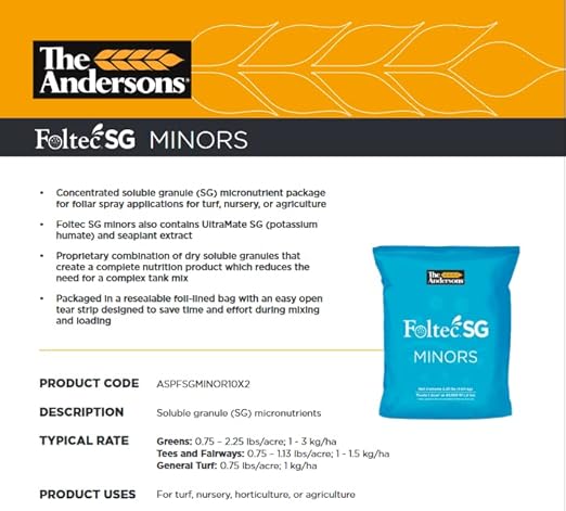 Foltec SG Minors (2.25 lb Bag) by The Andersons - Soluble Granule (SG) Micronutrient Fertilizer (Treats 1 Acre per Bag)