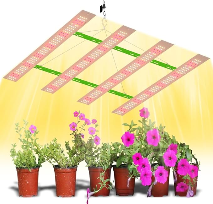 LED Grow Light 2ft 4Heads 800W Equivalent Super Bright Indoor Full Spectrum Plants Lamps Sunlight Fill Planting Lights Greenhouse Tent Growth Box 100-277V Vegetables Seeds Flower Hydroponics Lighting