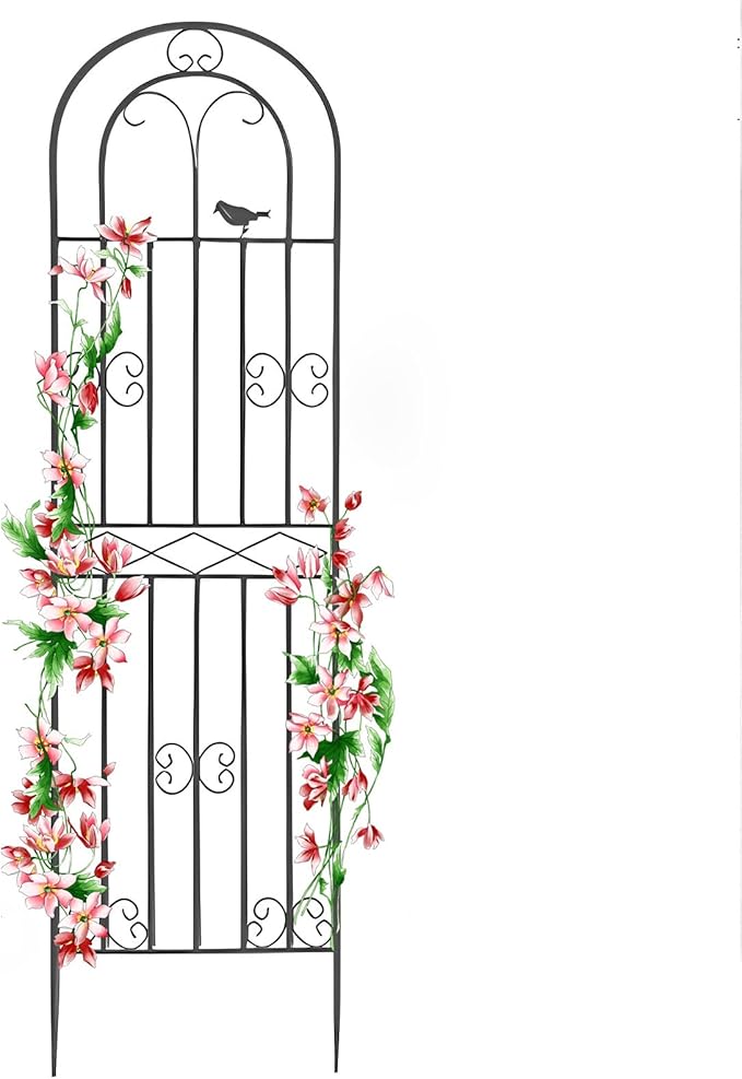 71x20″ Metal Climbing Plant Trellis Rose Garden Trellis Anti-Rust Metal Climbing Frame Plant Support Stakes Decorative Privacy Screen Black/White (Color : Black Size : 200x50cm)