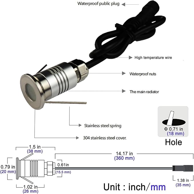 1/10PCS LED Mini In-Ground Well Light - Spotlight Led Beam Light 1W 12V DC 120° LED Beam Angle Spotlight IP67 Waterproof Recessed Outdoor Landscape Lighting(Cool White 6000k1PCS-(DC-12V))