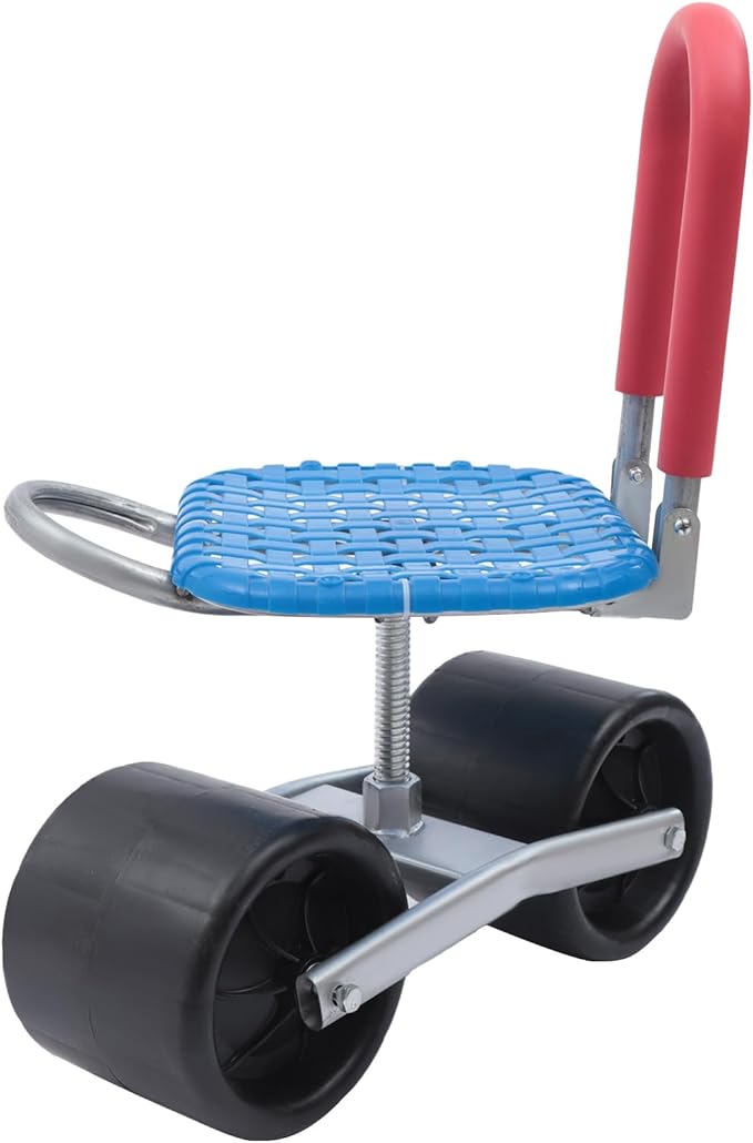 Garden Cart Rolling Stool with Wheels Stable Workseat Sturdy Cart Adjustable Seat Height and Direction Gardening Helper