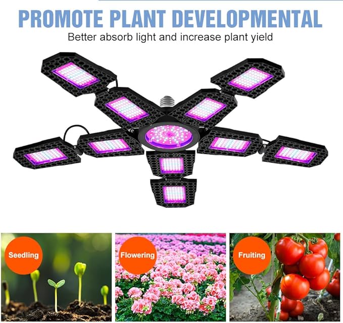 400W LED Foldable Panels Plant Light E27/ E26 Deformable Sunlight Blub 100-277V Full Spectrum Seeds Lamp 110V Greenhouse Tent Hydroponic Planting Box UV/IR Indoors Vegetable Flowers Fill Light