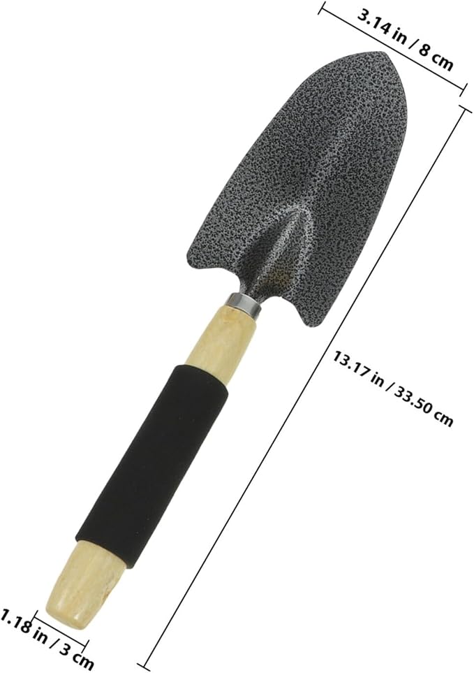 Lurrose 5pcs Gardening Tool Set Garden Shovel Five-Tine Rake Hand Hoe and Three-Prong Cultivator for Planting and Soil Loosening Sturdy Metal Construction Suitable for Lawn and Garden