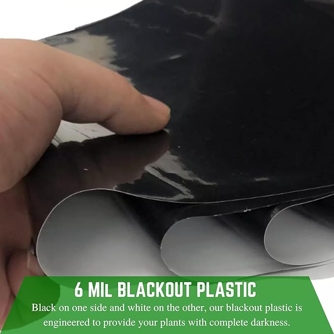 Farm Plastic Supply - Panda Film Light Deprivation Greenhouse Cover - 6 mil - (32' x 50') - 100% Blackout Tarp Black White Plastic Sheeting Green House Poly Film
