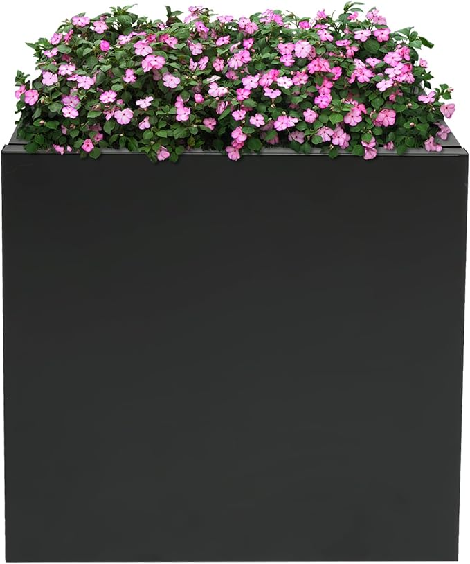 Raised Garden Bed 16 * 16 * 16in Steel Square Planter Flower Box for Indoor Outdoor Balconies Gardens Decks Patios Decks Front Porches (16 * 16 * 16in)