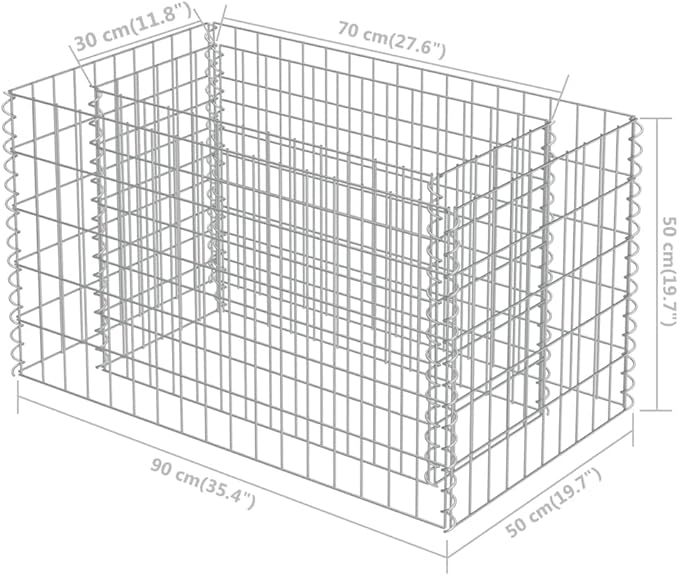 Galvanized Steel Gabion Planter Raised Bed Outdoor Garden Galvanized Steel Wire Mesh Grid Stone Wall Flower Raised Bed for Vegetables Flowers Plants 35.4x19.7x19.7