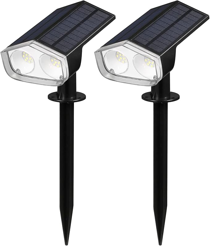 Ejoyous Solar Landscape Spot Lights 2 PCS Lawn Lamp Wall Light Outdoor Garden Lamp IP67 Water Proof Landscape Spotlights for Garden Patio Yard Fence Landscape Courtyard