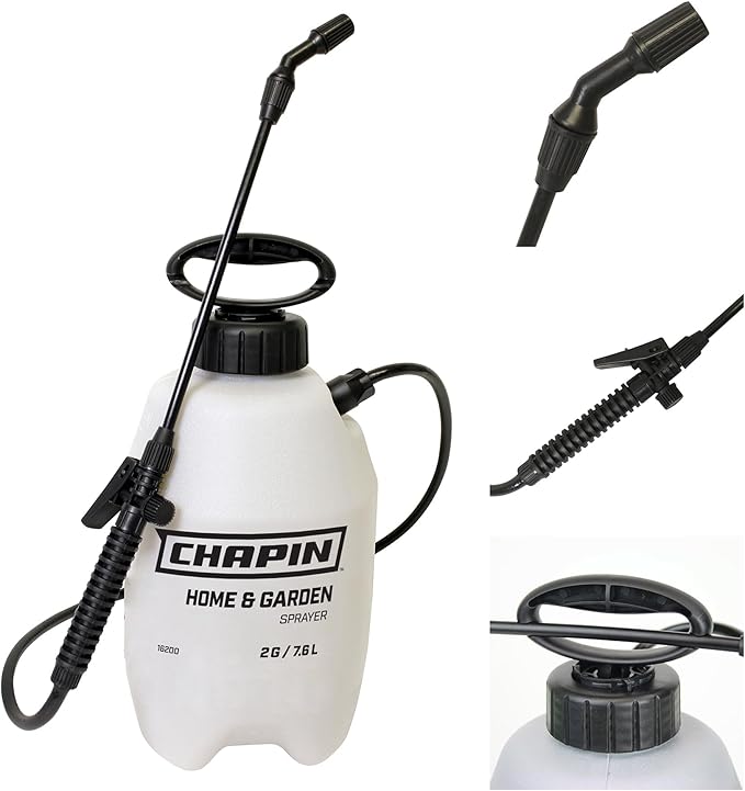 Chapin 16200 Pump Sprayer 2-Gallon Lawn &amp Garden Translucent Poly Tank Adjustable Cone Nozzle Ergonomic Handle &amp in-Tank Filter for Herbicides Pesticides &amp Fertilizers