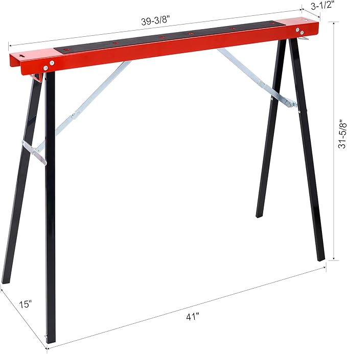 Heavy Duty Folding Saw Horses 2-Pack 275lbs Capacity Each Steel Portable Work Support for Garage Workshop Fast Open Legs &amp Fully Assembled