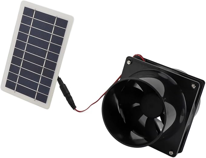 Yosoo Health Gear Solar Powered Exhaust Fan Round Pipe Exhaust Fan with Solar Panel Kit ABS Solar Panel Ventilation Fan Kit for Pet House Chicken Coop RV Greenhouse 6in High Speed