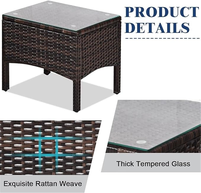 Pemberly Row 3-Piece 26'' Rattan Conversation Set Outdoor Seating Ensemble Built for Casual Comfort and Interaction Navy