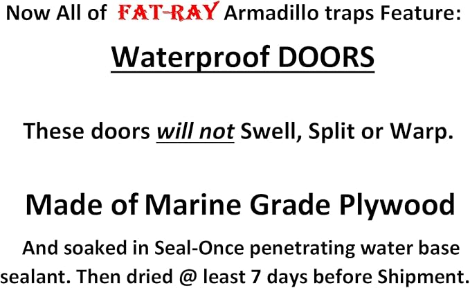 Armadillo Traps by Fat-RAY These Traps are Scented from Live Armadillos. Made from 3/4 Treated Plywood with Marine Plywood Doors.
