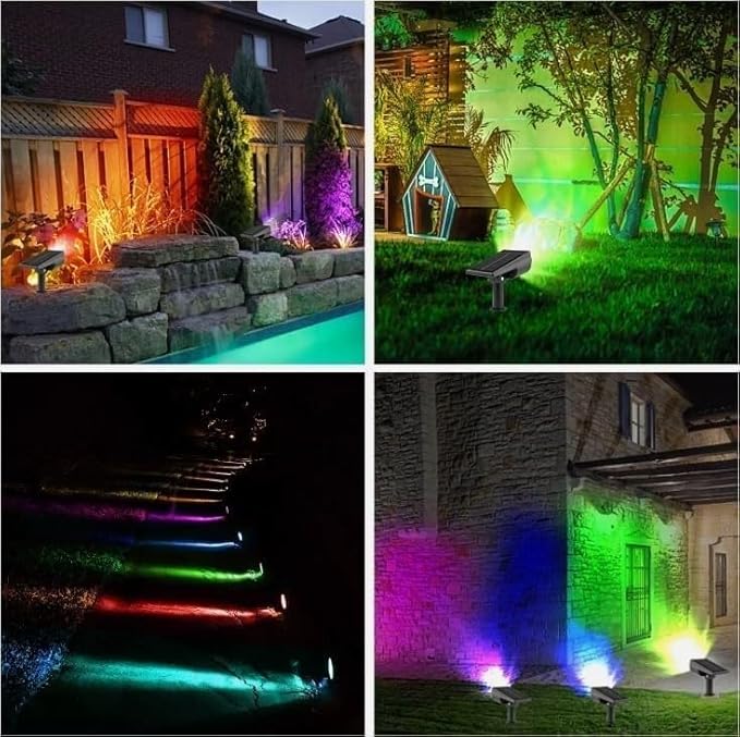 4Pcs RGB Solar Spot Lights Outdoor Garden28 LED 3 Modes IP65 Waterproof Garden Uplighters Solar PoweredAuto ON/Off Dusk Till Dawn Landscape Spotlights for YardDrivewayPathway(Sw2804-rgb10PCS)