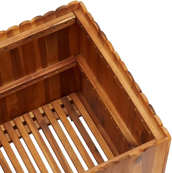 Solid Acacia Wood Garden Raised Bed Planter Box for Vegetables Grass Lawn Yard 19.7x19.7x19.7-387