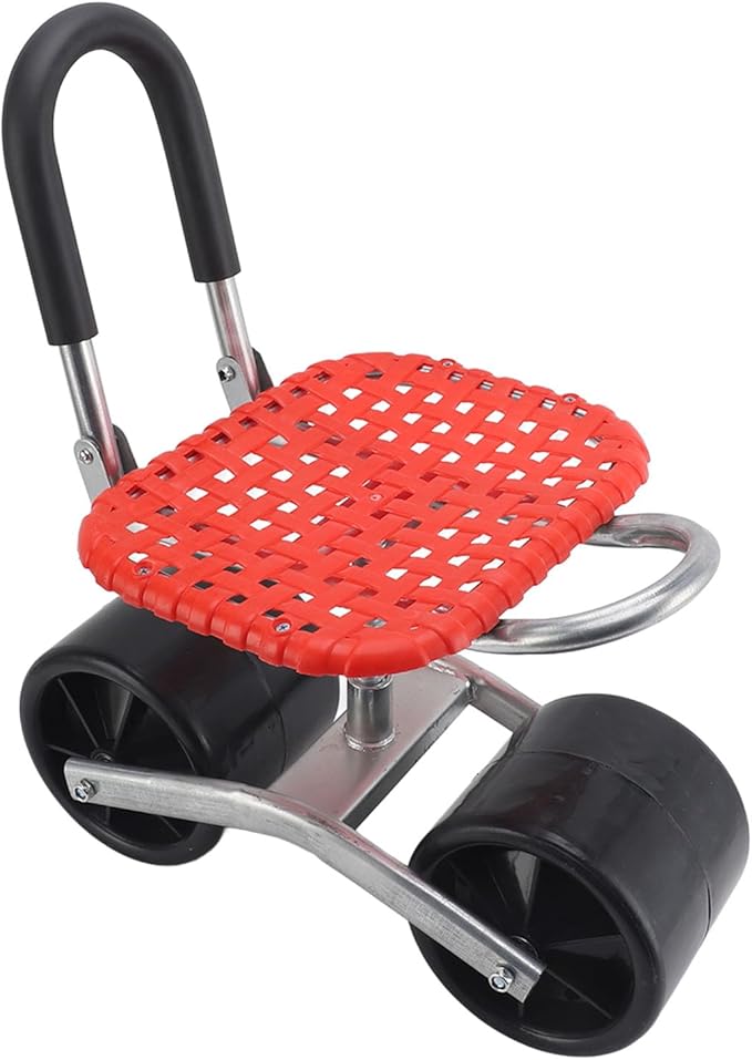 Garden Rolling Work Seat Stool Iron Cart with 2 Wheels Garden Tool for Field Multifunctional Design Increases Work Efficiency