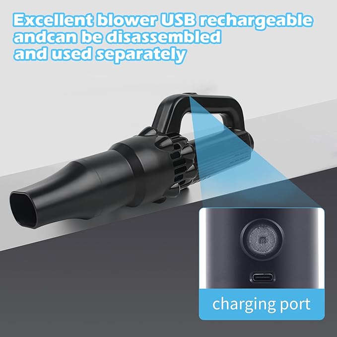 Outdoor Broom with Leaf Blower Small Cordless Leaf Blower with Long Handle Broom Lightweight Rechargeable Air Duster Broom Blower for Lawn Yard Patio Garden Balcony Car RV(Charger Included)