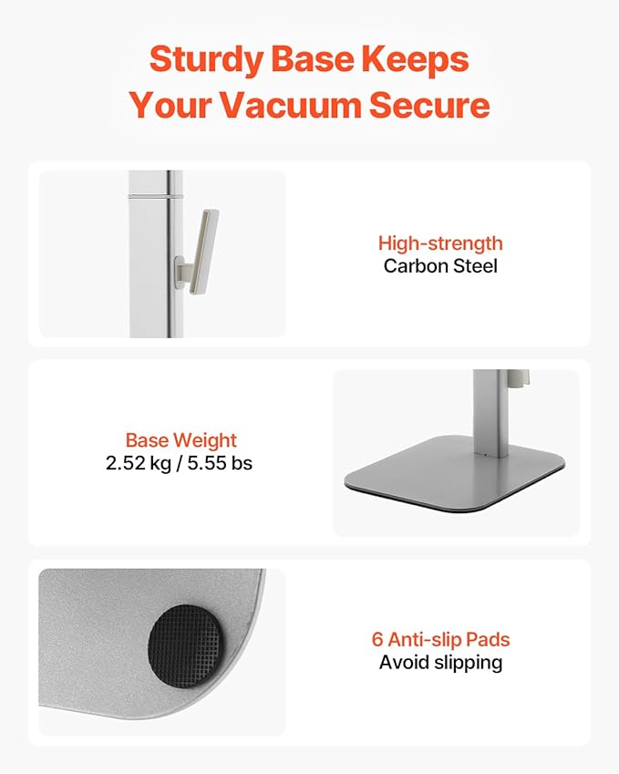 VEVOR Vacuum Stand Compatible with Dyson G5 V15 V12 V11 V10 V8 V7 V6 Series Upright Vacuums Cleaners &amp Accessories Stable Vacuum Stand Holder with 6 Hooks and Non-slip Footpads Gray