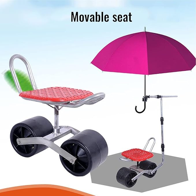 Garden Trolley Rolling Seat Kneele Stool Cart Patio Wagon Scooter Chair with Comfort Cushion Perfect Garden Stool for Garden Outdoor Yard Load Capacity Up to 150 Kg