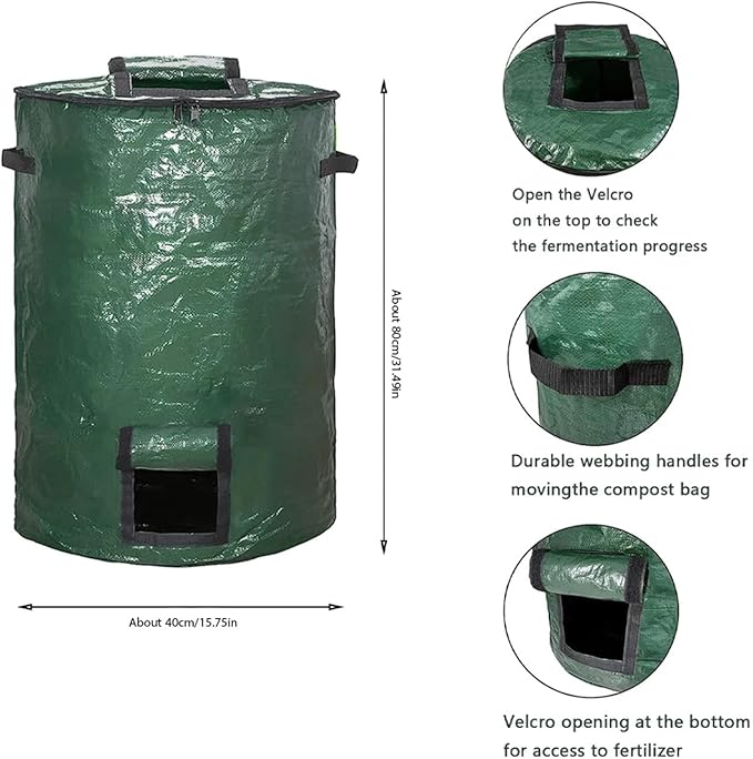 Outside Trash Storage Gardening Supplies Outdoor Garden Domestic Handle Wastebasket Home Cans Composting Container(About 40X80cm 1PCS)