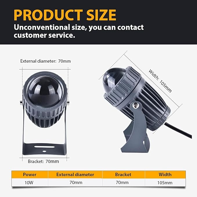 Rotating LED Spotlight - 10W Wall Light with Long Range Waterproof IP65 Outdoor Light with Narrow Beam Adjustable Projection Light for Bridge billboards Yellow-10W(85-265V)