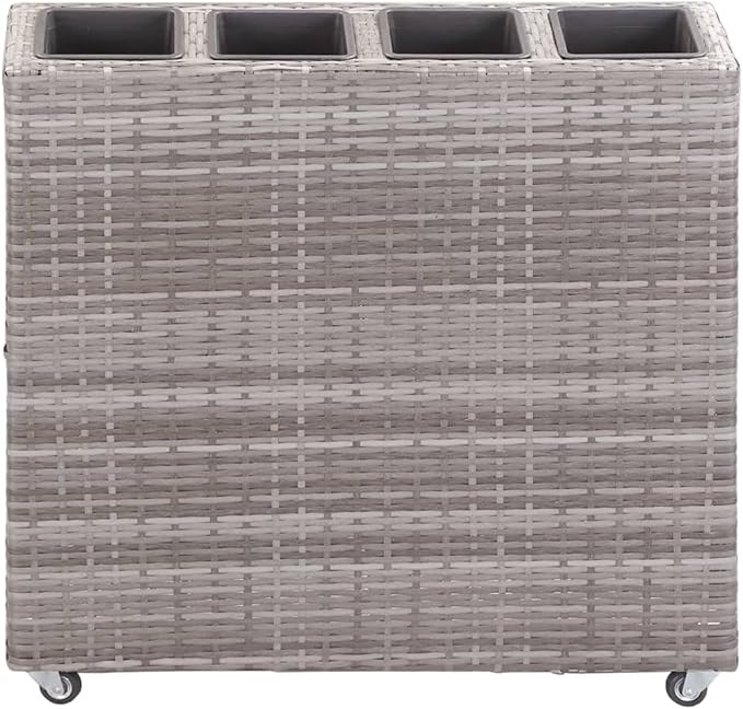 Products for Backyard Patio Balcony Raised Planter Rack Raised Garden Beds Garden Raised Bed with 4 Pots 31.5x8.7x31.1 Poly Rattan Gray