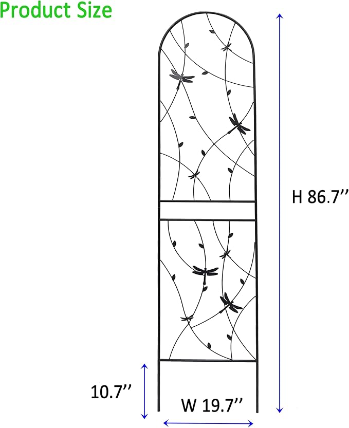 4 Pack Large Garden Trellis Heavy Duty Rustproof Iron Plant Trellis for Potted Plant Support Metal Climbing Rose Trellis Vine Vegetable Cucumber Black -86 H x 19.7 W