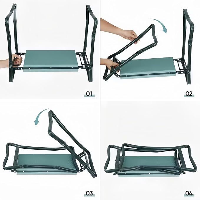 Foldable Garden Kneeler Seat Stool with Large Tool Bags Gardening Women Seniors Gardening Benches Kneeler and Seat