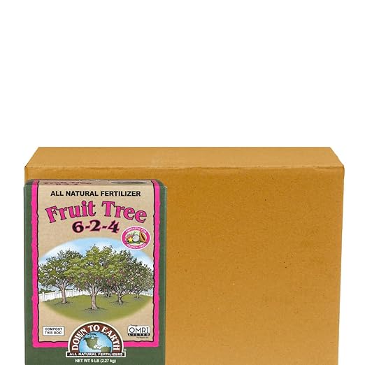 Down to Earth Organic Fruit Tree 6-2-4 Fertilizer 5 lb Boxes – Natural Plant Food for Strong Roots Healthy Growth &amp Bountiful Harvests (Pack of 6)