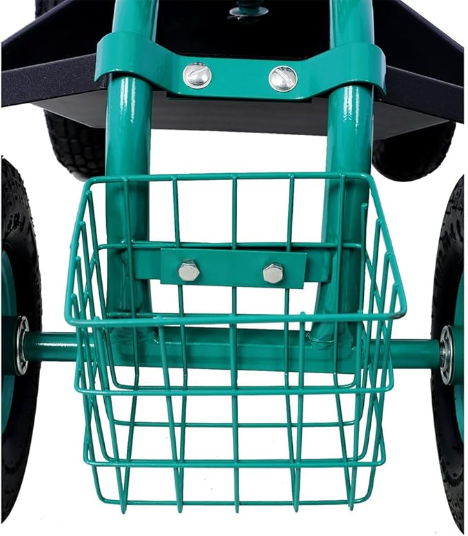 Garden Seat with Wheels Outdoor Garden Stool with Adjustable 360° Swivel Seat and Tool Tray Heavy Duty Rolling Garden Cart for Planting Gardening Scooter for Lawn Yard PatioGreen
