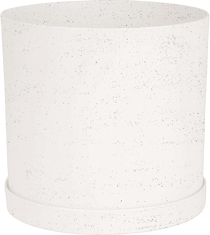 Bloem Mathers 10 Vanilla Bean Round Modern Resin Garden Planter Pot with Drainage Holes and Removable Saucer Tray Included