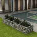 Galvanized Steel Gabion Raised Bed Gabion Wall Garden Stone Cages Basket for Outdoor Landscape Lawn Vegetable Flower 141.7x35.4x19.7 -AA
