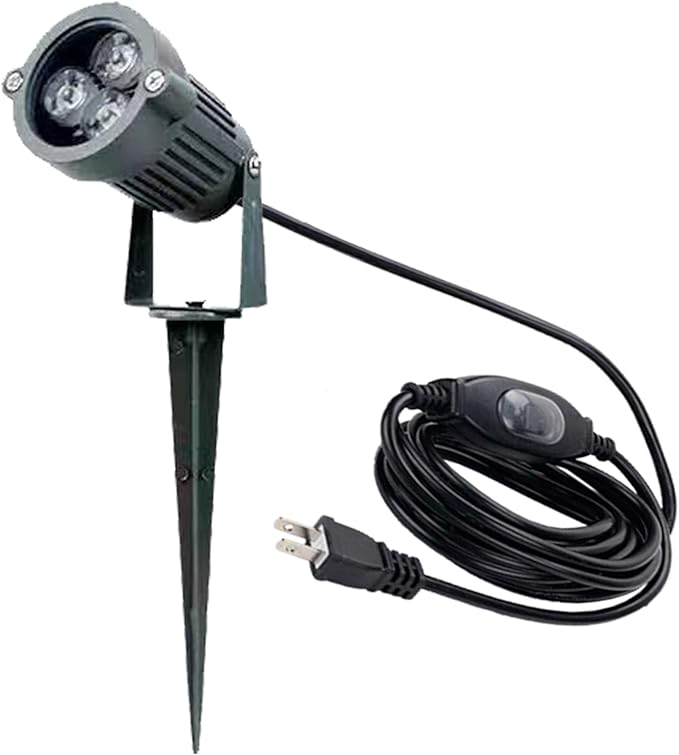 Kiven LED Plug-in Landscape Spotlight Garden Lights COB Spotlights with Spiked Stand 3W 110V with 9.84FT Wire Waterproof Switch Button for Outdoor Yard Lawn Plants Up Lights Floor Spot Lights（6000K）
