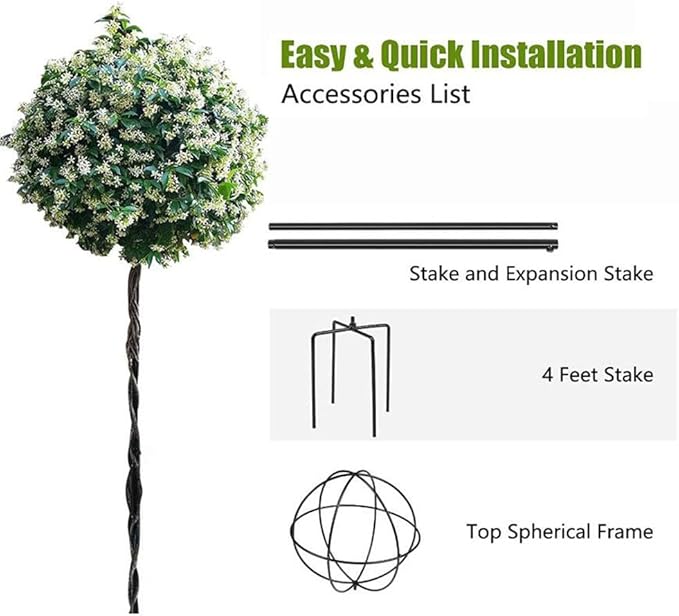 Lollipop Shape Climbing Plants Obelisk Garden TrellisesMetal Outdoor Indoor Plant Support for Climbing Vines and FlowersUpgraded Thickened Material Sturdy and Durable ( Color : Green  Size : 90cm